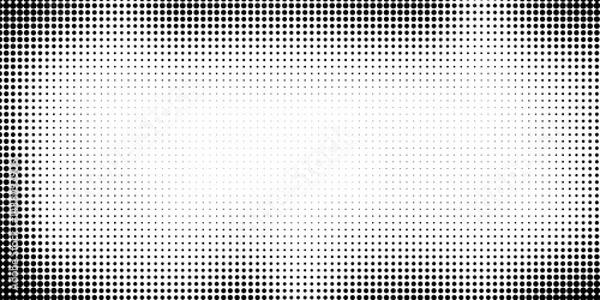 Obraz Halftone gradient. Dotted gradient  smooth dots spraying and halftones dot background seamless horizontal geometric pattern vector template set.