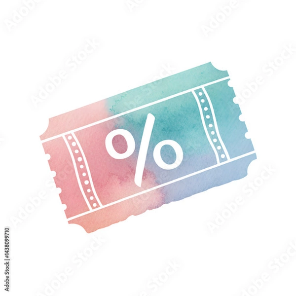 Obraz Watercolor Discount coupon icon isolated on transparent background