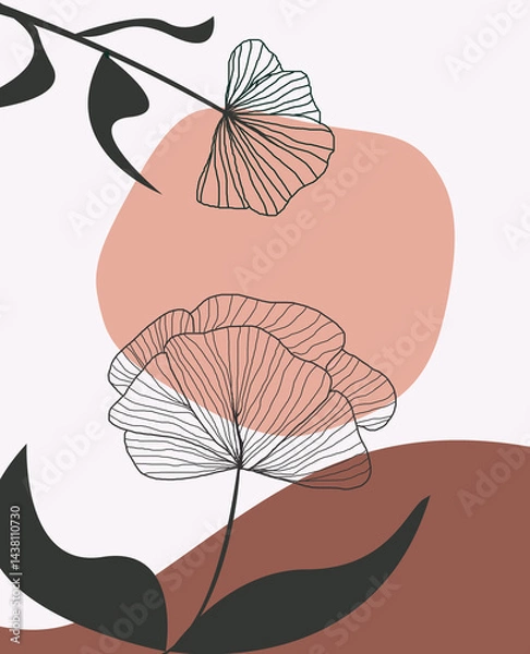 Obraz vector illustration of a outline flower, minimalistic background 
