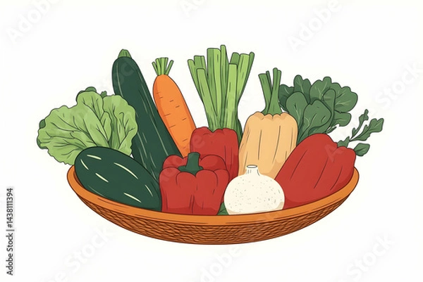 Obraz Colorful Vegetable Display In Wooden Bowl