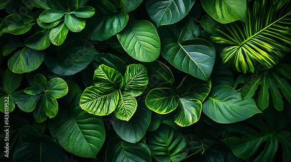 Obraz layered_bright_green_leaves,