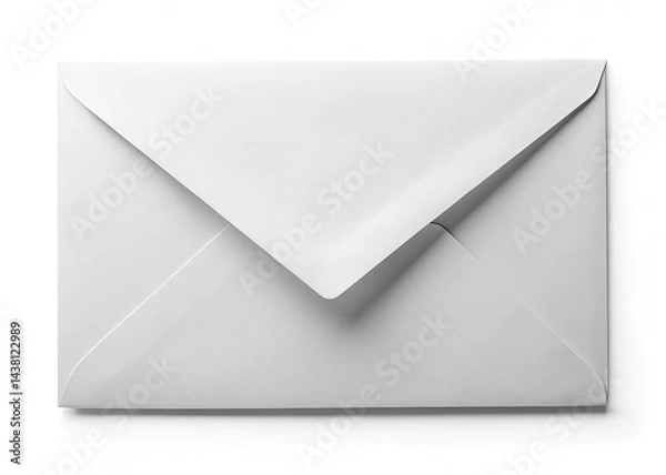 Fototapeta Silhouette White Envelope, Simple Blank Envelope, Isolated Background,  Front View, Minimalist Photography