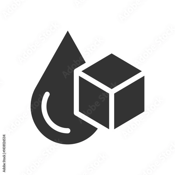 Fototapeta Vector illustration of an icon representing the concepts of sweetness and hydration. The icon features a water drop and a sugar cube