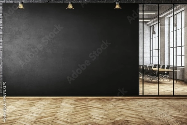 Obraz Modern open office space with dark wall
