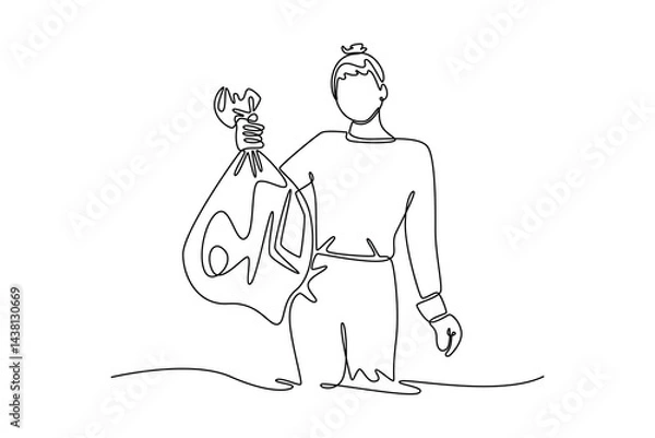 Obraz Community focus concept. Single line draw design. Vector graphic illustration