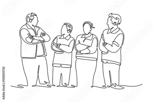 Obraz Community focus concept. Single line draw design. Vector graphic illustration