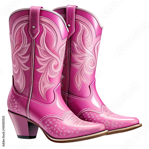 Obraz Stylish Pink Cowboy Boots A Fashion Statement isolated on transparent background