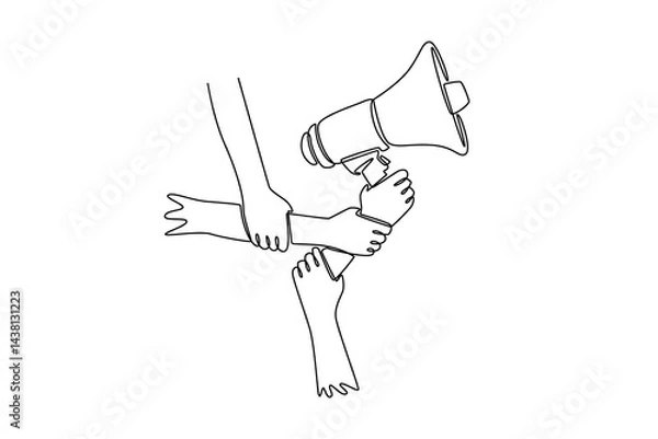 Obraz Community focus concept. Single line draw design. Vector graphic illustration