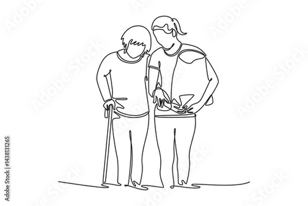 Obraz Community focus concept. Single line draw design. Vector graphic illustration