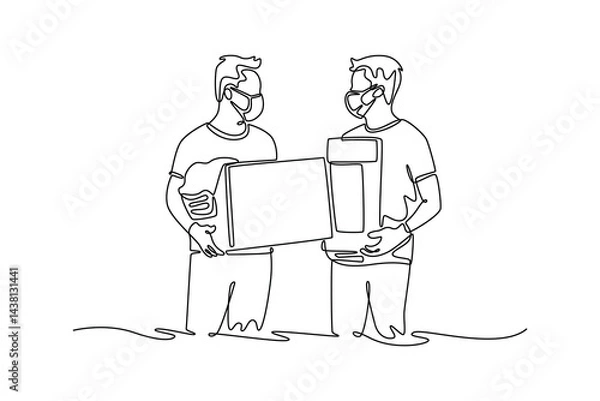 Obraz Community focus concept. Single line draw design. Vector graphic illustration