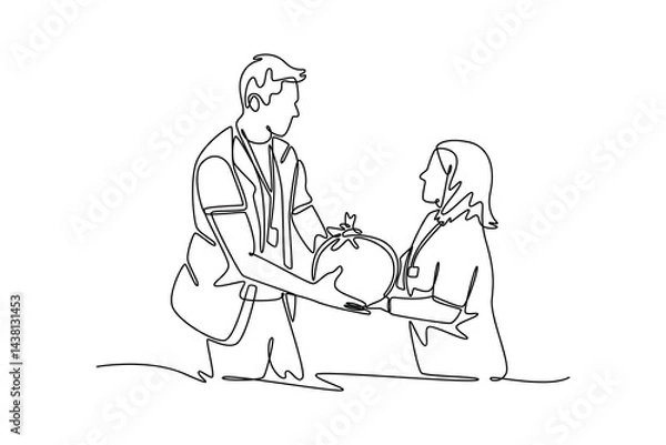 Obraz Community focus concept. Single line draw design. Vector graphic illustration