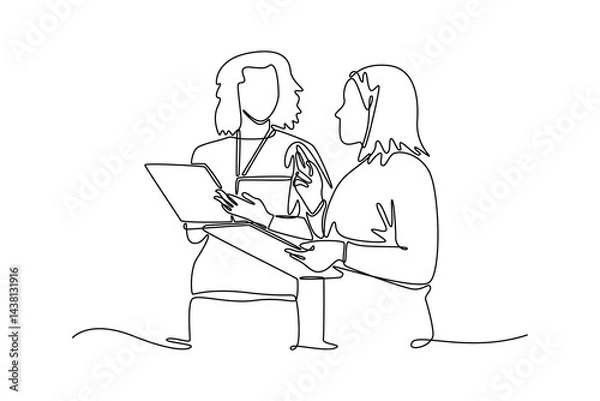Obraz Community focus concept. Single line draw design. Vector graphic illustration