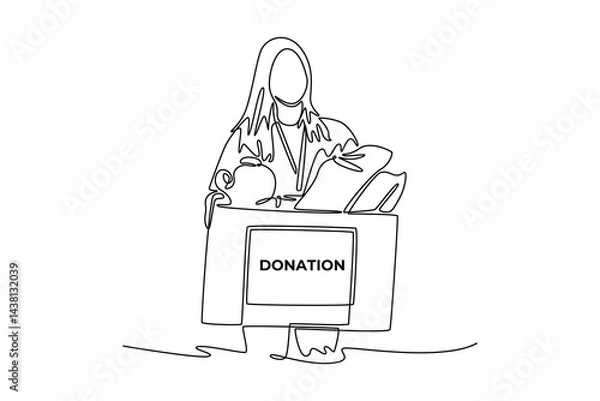 Obraz Community focus concept. Single line draw design. Vector graphic illustration