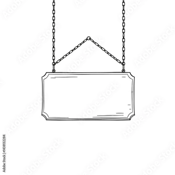 Fototapeta Blank Hanging Sign with Chains Sketch