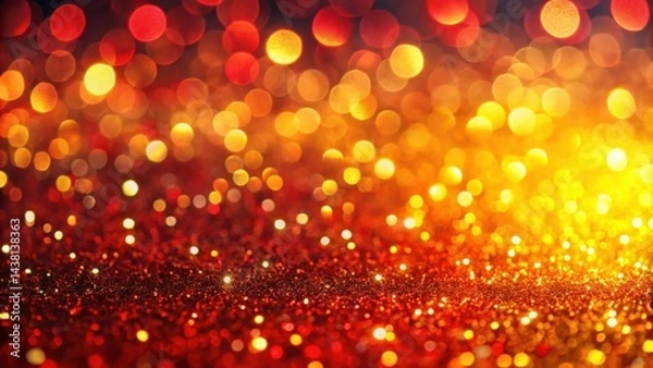 Fototapeta Sparkling Red and Gold Glitter Background with Blurred Lights