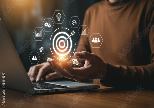 Fototapeta Achieving Business Goals Digital Strategy & Target Market Analysis