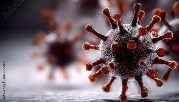 Fototapeta A close up of a coronavirus on a table