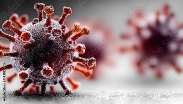 Fototapeta A close up of a coronavirus on a white surface