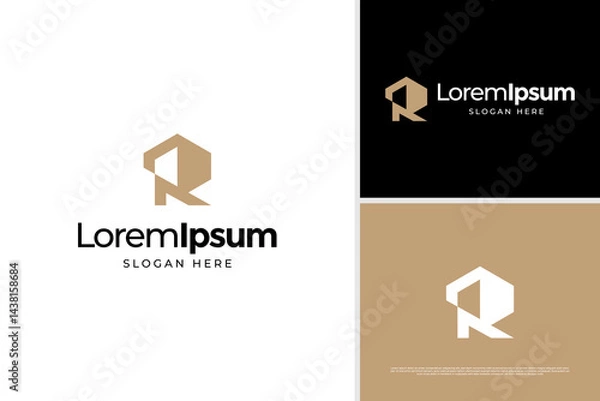 Obraz Geometric letter R business real estate logo design template