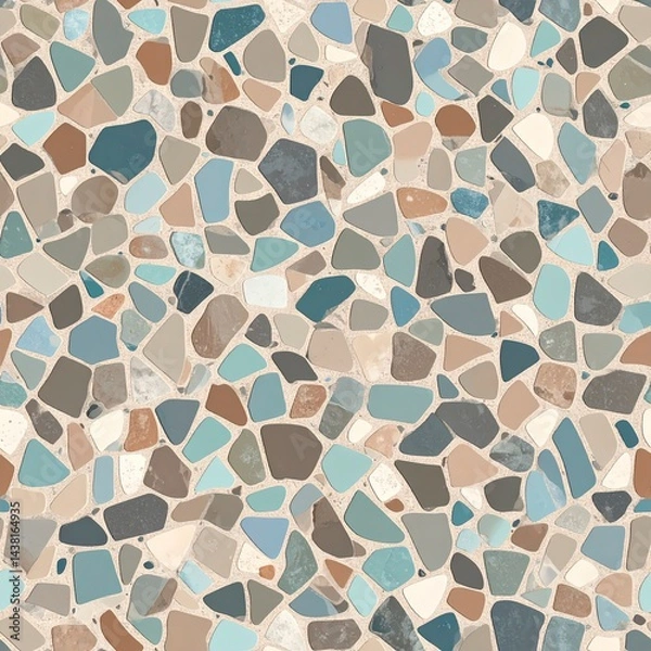 Fototapeta Handcrafted mosaic tile texture irregular ceramic fragments earthy vintage seamless high resolution