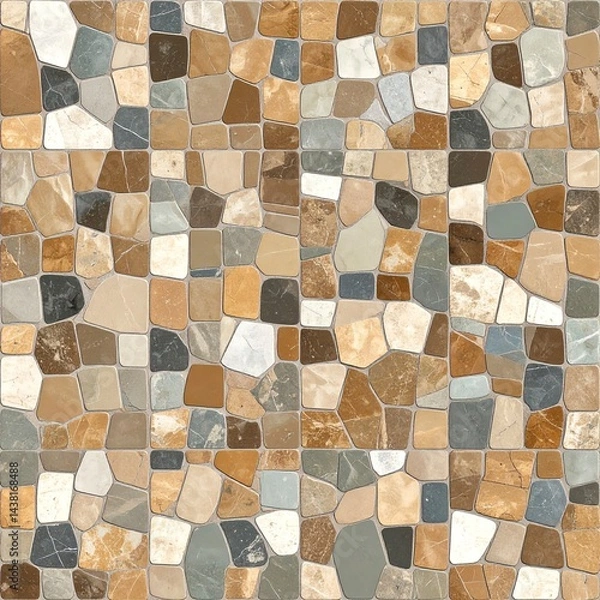 Fototapeta Handcrafted mosaic tile texture irregular ceramic fragments earthy vintage seamless high resolution