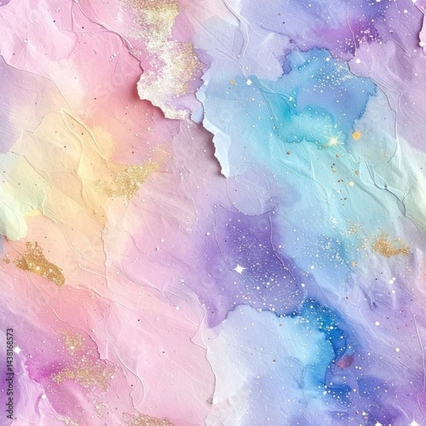 Fototapeta Handmade paper texture cosmic glitter natural fibers pastel seamless high resolution