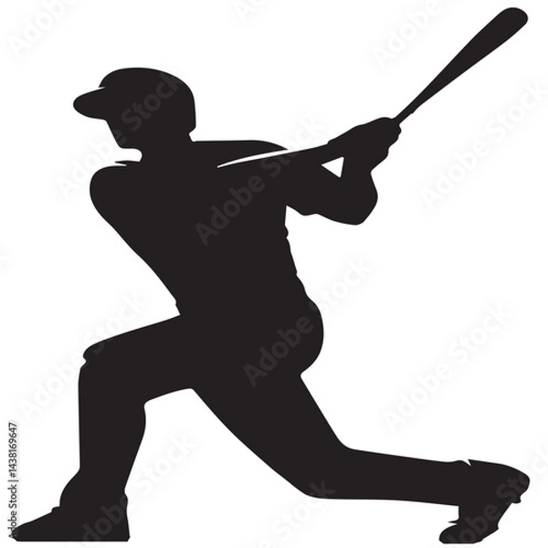Fototapeta Baseball player silhouette vector. Baseball player bating vector