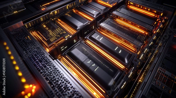 Obraz golden tech circuit board