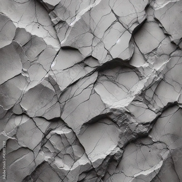 Fototapeta Raw concrete surface texture veins cracks natural stone grey tones seamless high resolution