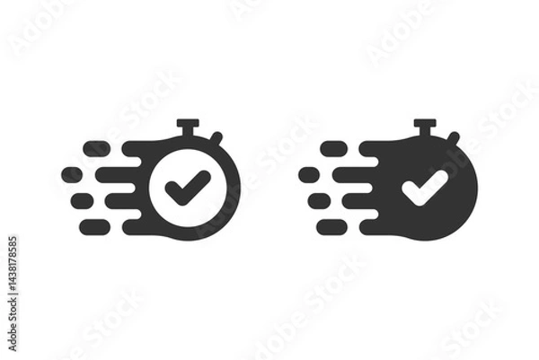 Obraz Stopwatch with a checkmark icon set. symbolizing quick response, speed, efficiency, and a completed task. Suitable for deadlines, time management, and successful completion.