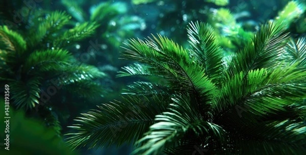 Obraz Lush green tropical foliage