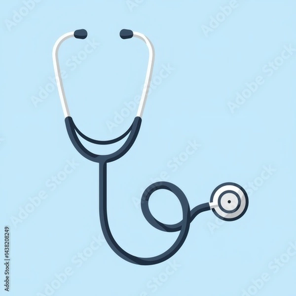 Fototapeta Simple Minimalist Stethoscope Vector Art Illustration Design– Healthcare Flat Design