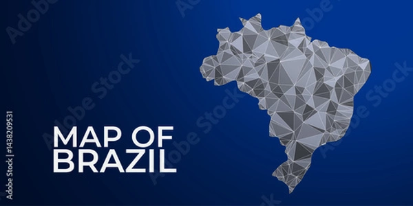 Fototapeta Brazil map in vibrant low poly style, modern geometric design perfect for creative projects.








