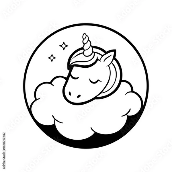 Fototapeta unicorn head resting on clouds