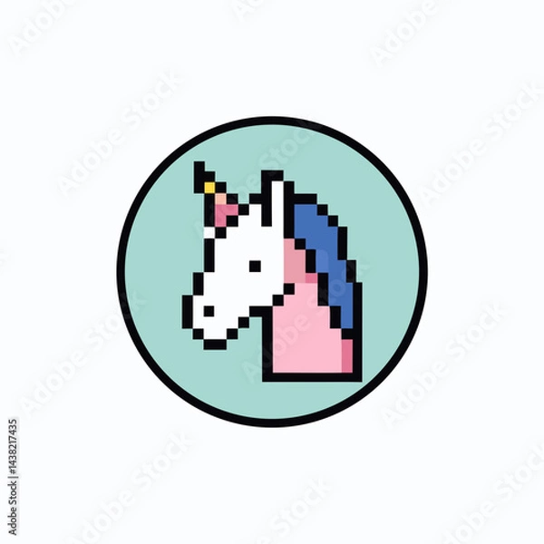 Fototapeta unicorn head icon in a round badge