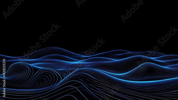 Obraz blue fluid data terrain