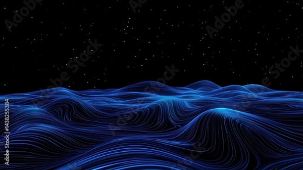 Obraz blue fluid data terrain