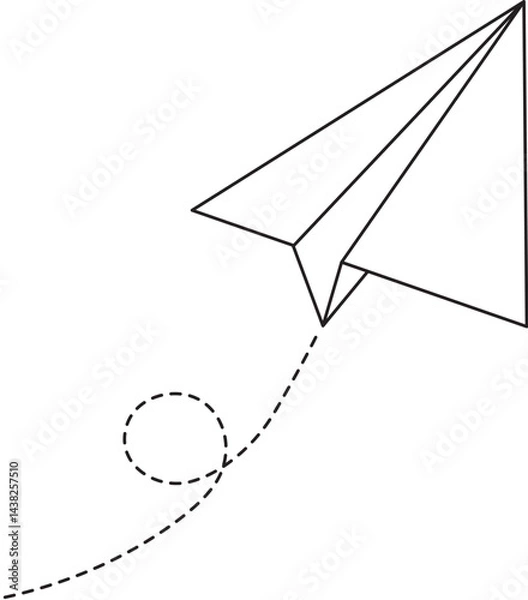 Obraz Paper plane with dotted trace icon. Paper airplane, Flying plane on white background. Vector illustration.