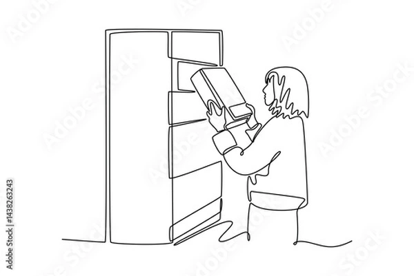 Obraz Travel locker concept. Single line draw design. Vector graphic illustration
