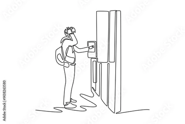 Obraz Travel locker concept. Single line draw design. Vector graphic illustration