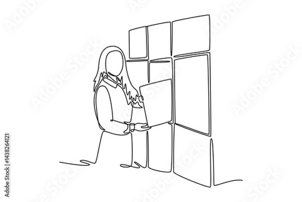 Obraz Travel locker concept. Single line draw design. Vector graphic illustration