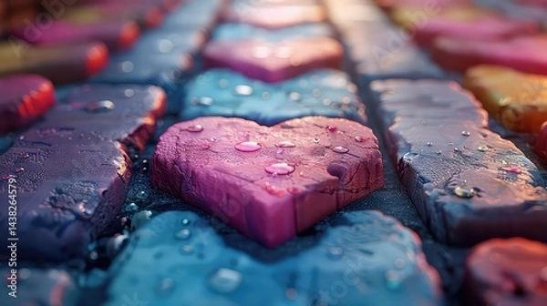 Fototapeta Colorful heart shaped path design