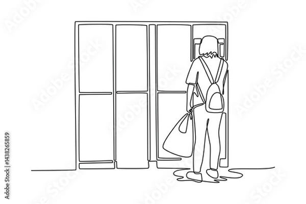 Obraz Travel locker concept. Single line draw design. Vector graphic illustration