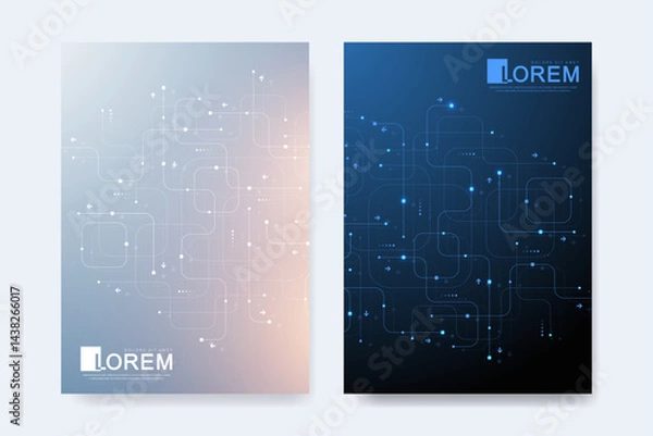 Fototapeta Abstract digital technology cover template design for a report and brochure, flyer, leaflets, poster, header, banner, website, presentation. Vector illustration