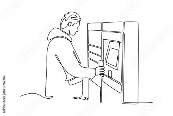 Obraz Travel locker concept. Single line draw design. Vector graphic illustration