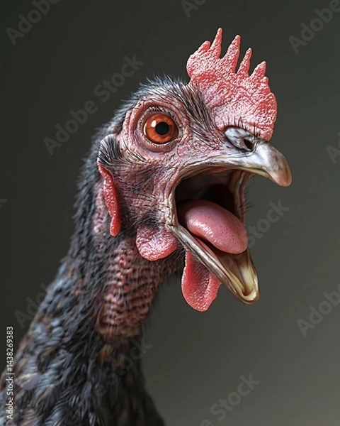 Obraz Sick Poultry Displaying Respiratory Distress and Fever Symptoms - 3D