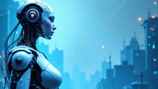 Fototapeta Futuristic Robot in Urban Landscape