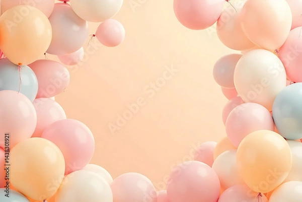 Fototapeta A bunch of colorful balloons are floating in the air