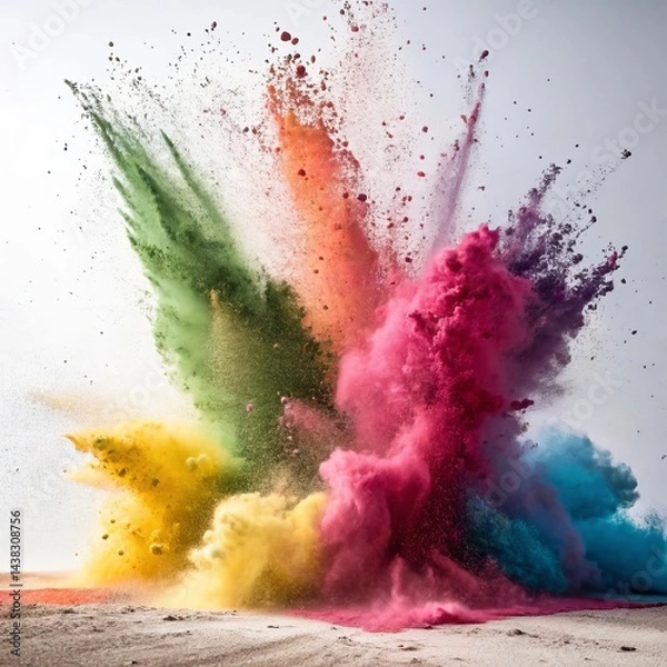 Obraz A highly realistic shot of a colored powder explosion with detailed texture and a vibrant palette
