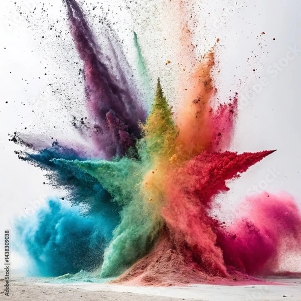 Obraz Detailed frozen frame colored powder demonstrates the brightness and dynamics of a star explosion
